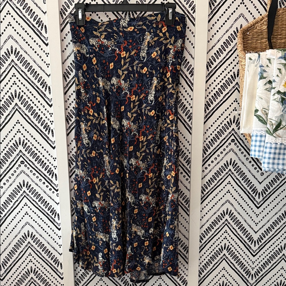 Urban Outfitters Floral Maxi Skirt - Navy and Orange